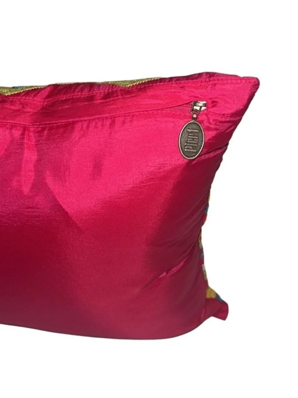Pier One Pink Multi Colored Bohemian Detailed Throw Pillow Size 16x12 Inches